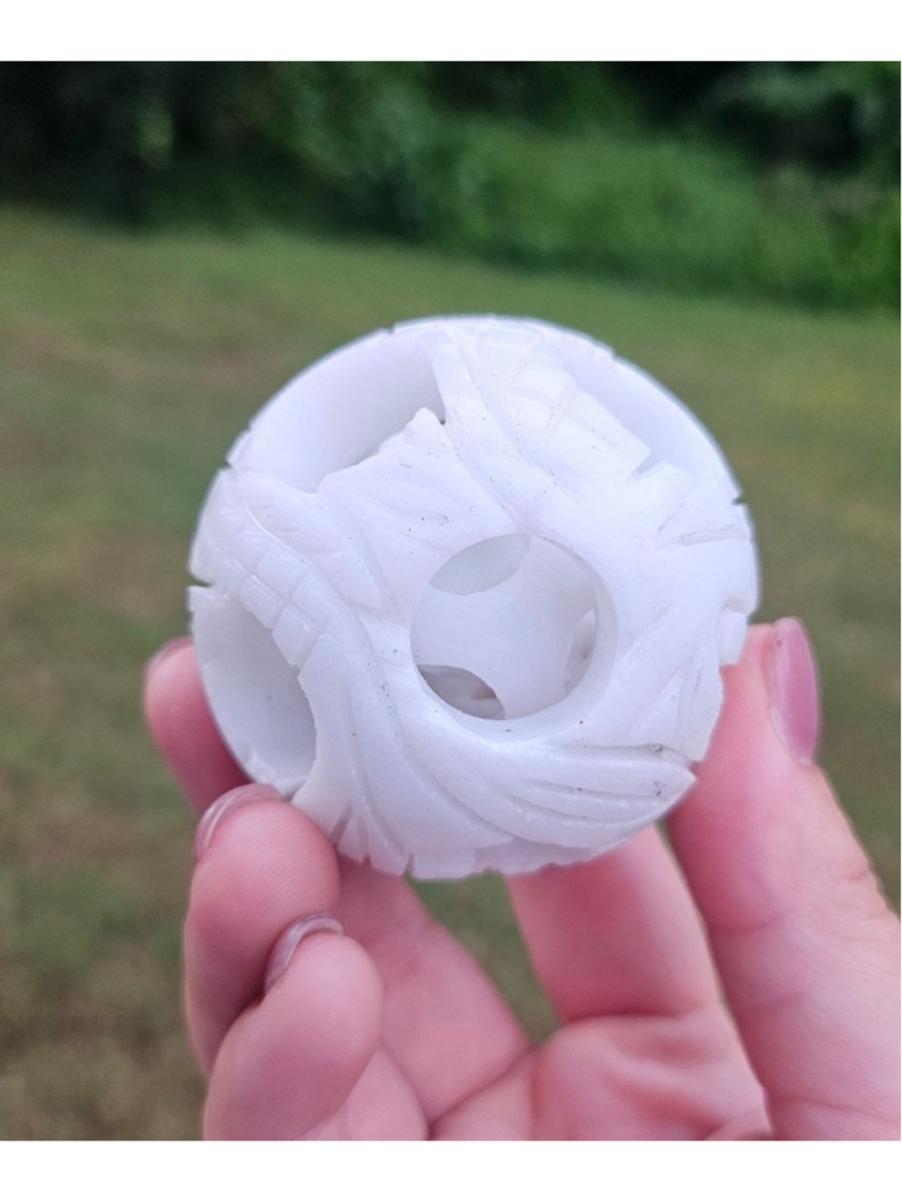 White jade puzzle sphere 2.2 in